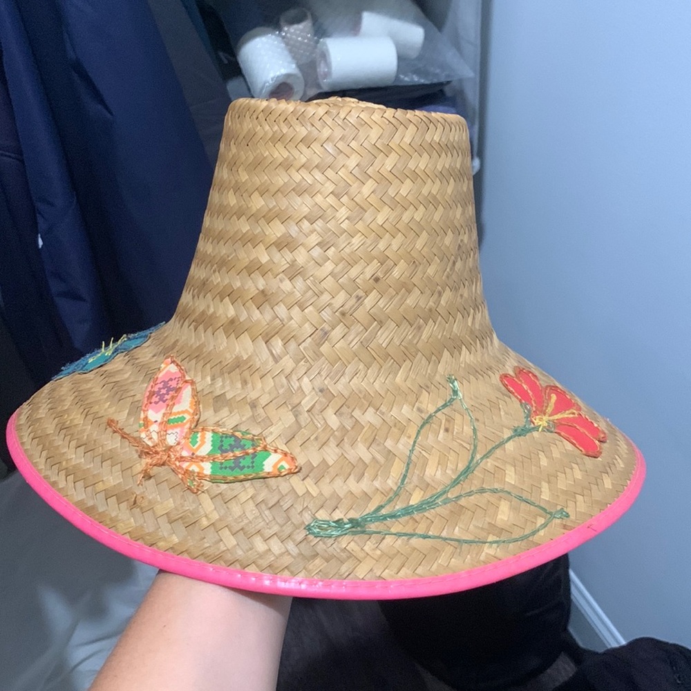 Beautiful embroidered straw hat!